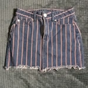 American Eagle Hi Rise Mini Striped Denim Skirt Size 2